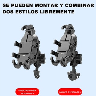 Foto 2 | Soporte Celular Moto/bicicleta Con Absorción De Choque 2en1 Negro