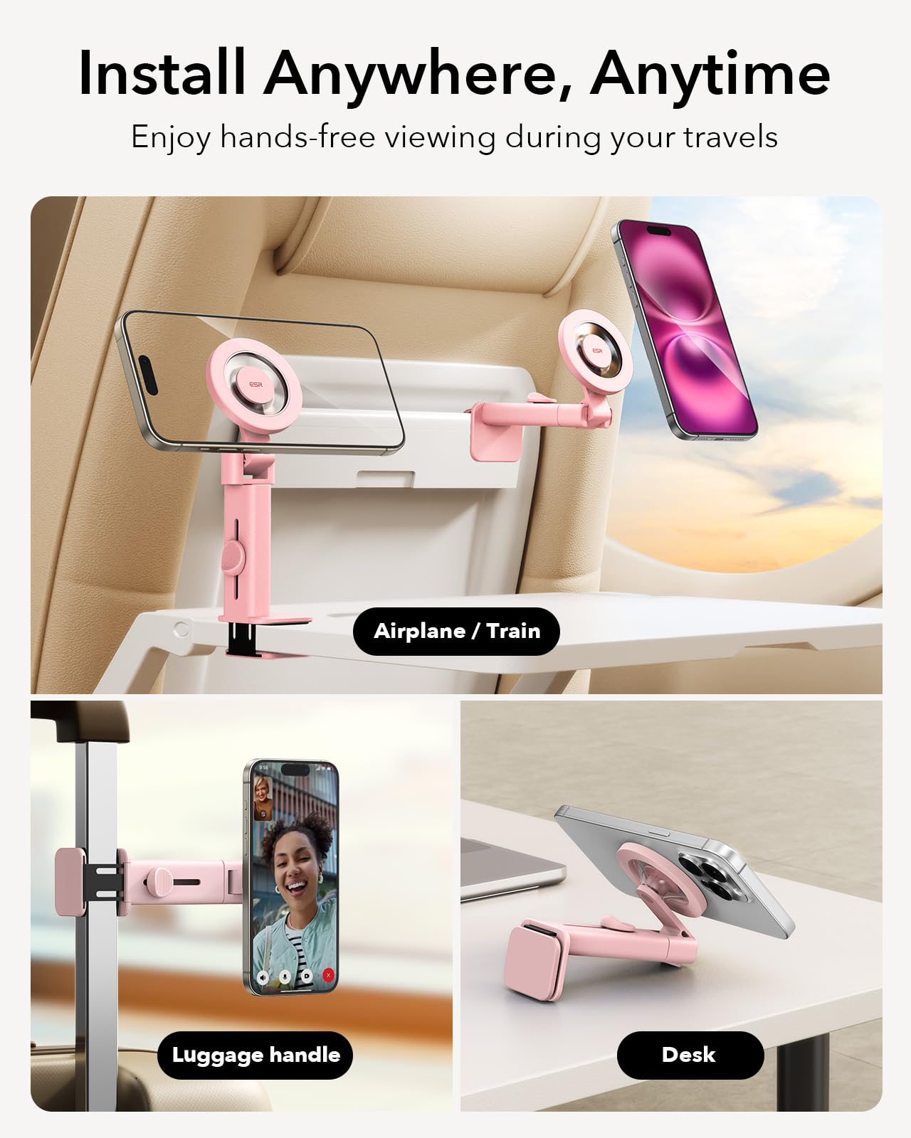 Foto 4 | Soporte Para Teléfono Avión Esr Magsafe Travel Pink Iphone Samsung - Venta Internacional.