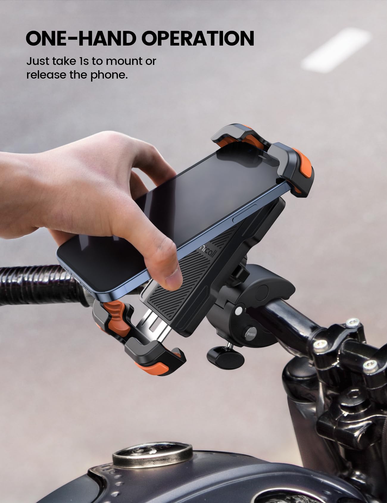 Foto 4 pulgar | Soporte Para Teléfono Para Moto Lamicall, Color Naranja - Venta Internacional.