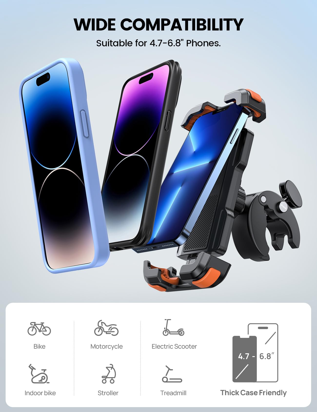 Foto 7 pulgar | Soporte Para Teléfono Para Moto Lamicall, Color Naranja - Venta Internacional.