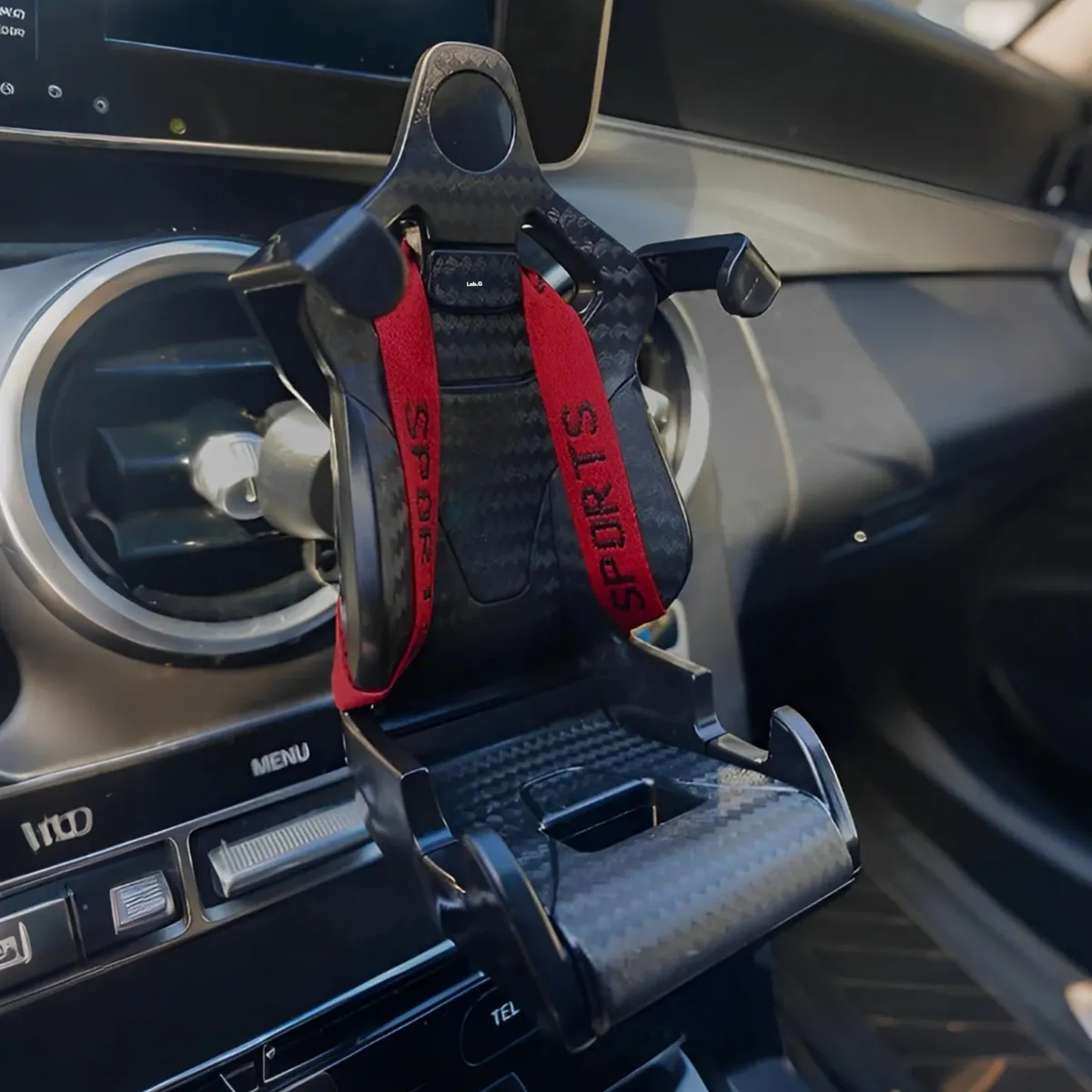 Foto 2 | Soporte De Celular Lab.g Para Carro Diseño De Asiento De Carreras Negro Rojo