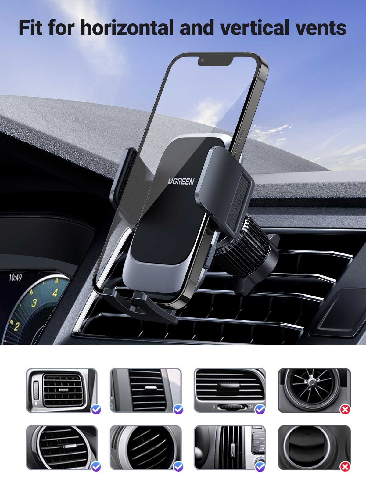 Foto 4 pulgar | Soporte Para Teléfono De Coche Ugreen Car Vent Para Iphone Con Funda Gruesa - Venta Internacional.