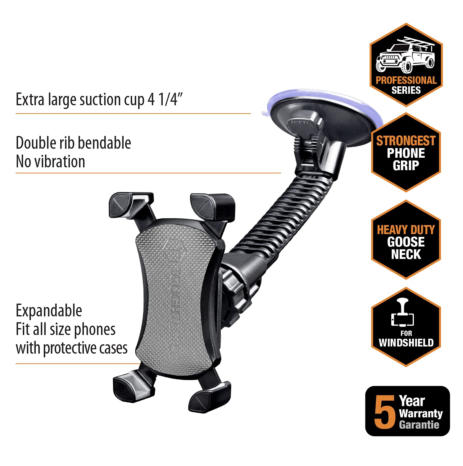 Foto 3 pulgar | Soporte Móvil Para Parabrisas Toughtested Mammoth Con Rotación De 360 Grados - Venta Internacional.