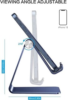 Foto 3 | Soporte De Escritorio De Aluminio Omoton C2 Para Teléfono Móvil, Color Azul Marino - Venta Internacional.