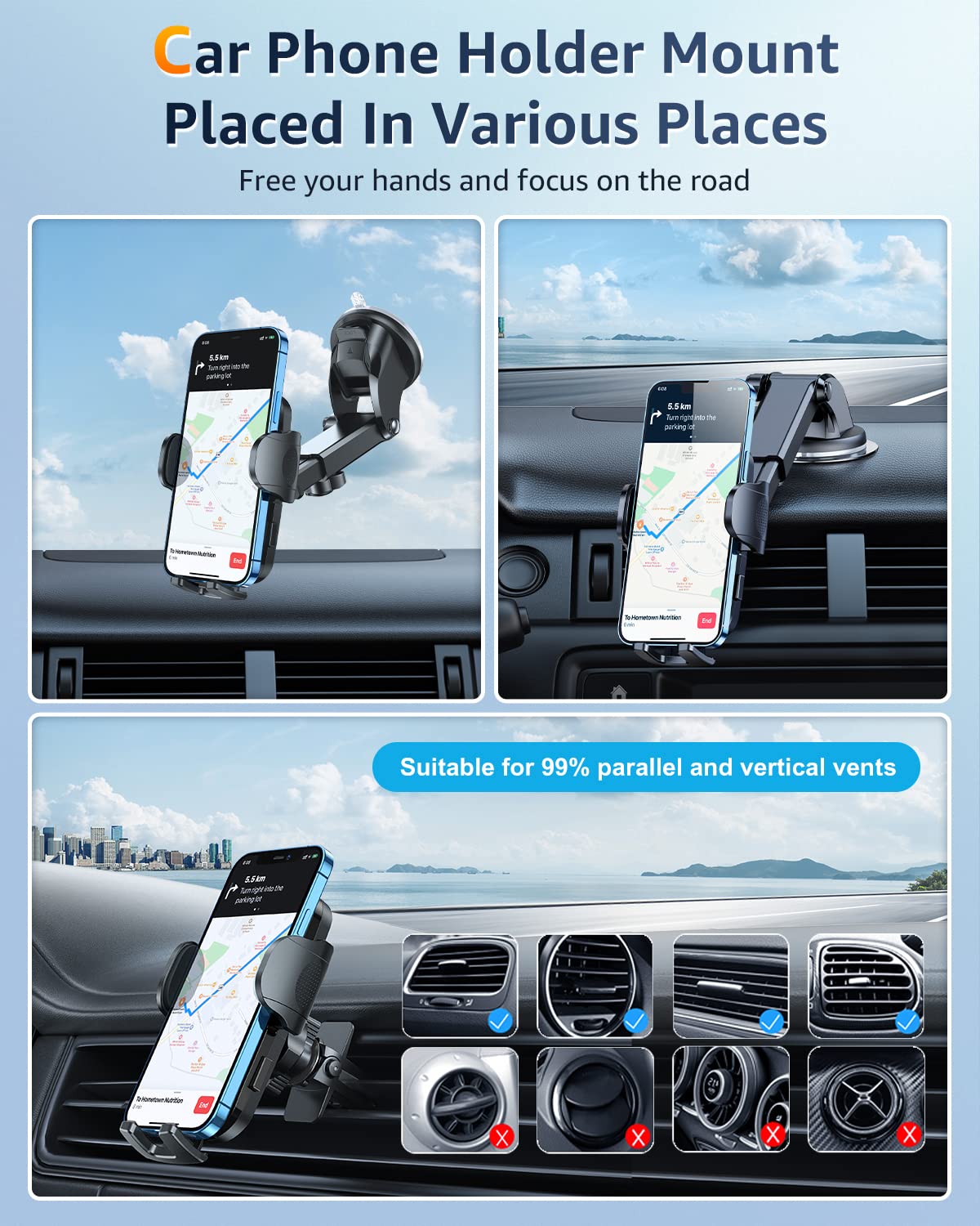 Foto 6 pulgar | Soporte De Teléfono Humixx Para Coche, Universal, Manos Libres - Venta Internacional.