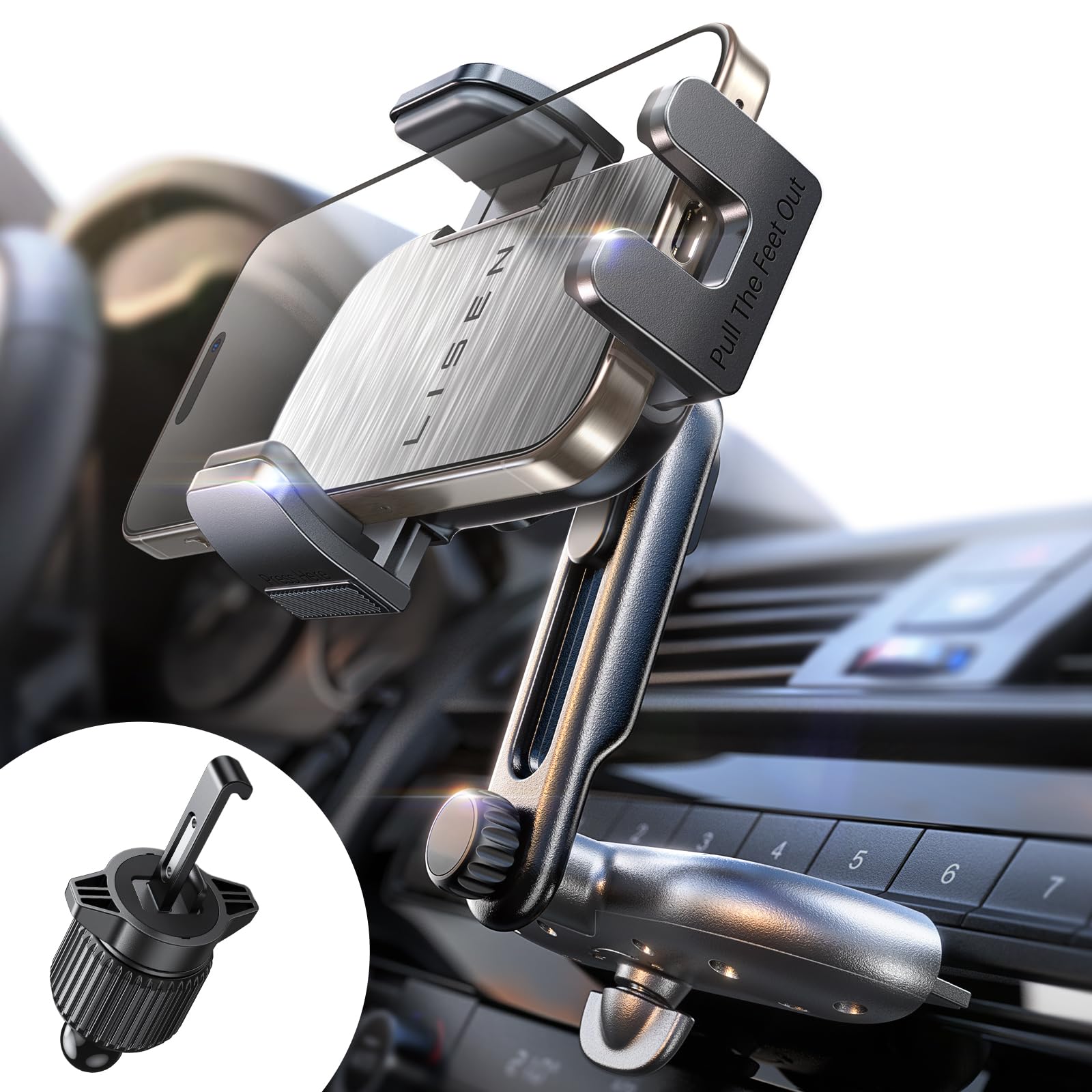 Soporte De Teléfono Lisen Con Ranura Para Cd Y Ventilación Para Iphone Y Coche, Color Plateado - Venta Internacional. $829