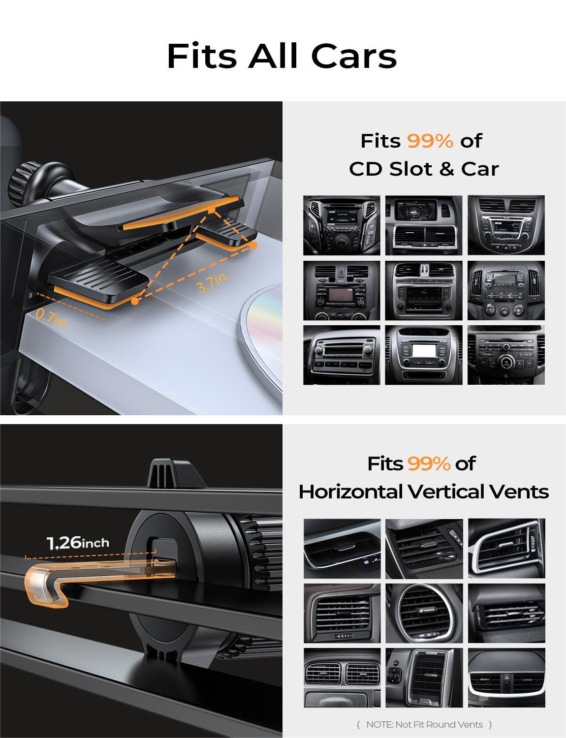 Foto 5 | Soporte De Teléfono Lisen Con Ranura Para Cd Y Ventilación Para Iphone Y Coche, Color Plateado - Venta Internacional.