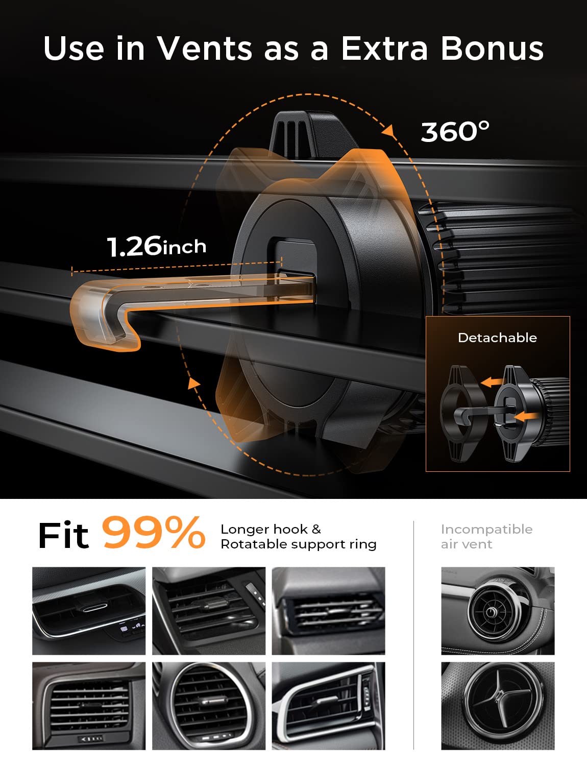 Foto 6 | Soporte De Teléfono Lisen Con Ranura Para Cd Y Ventilación Para Iphone Y Coche, Color Plateado - Venta Internacional.