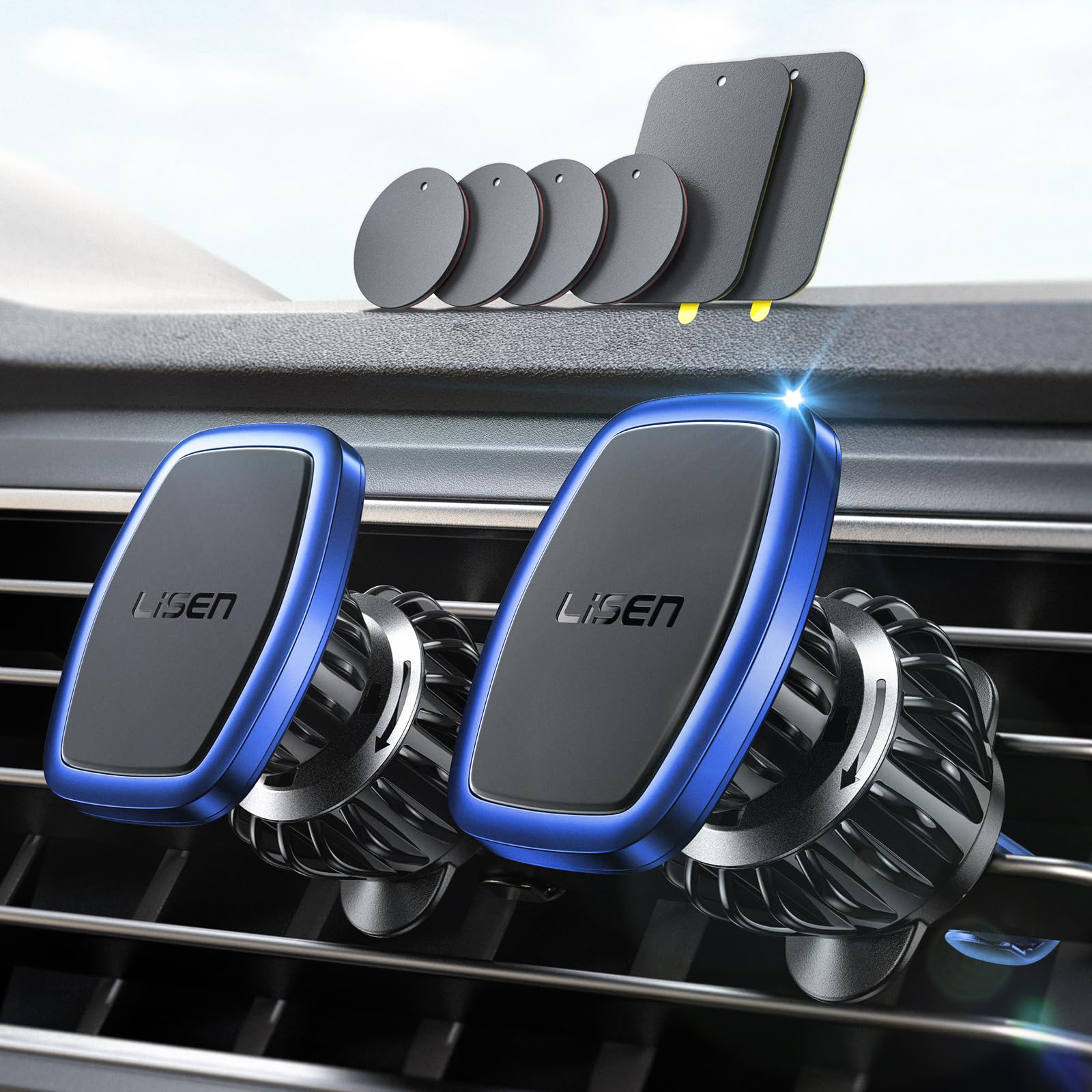 Foto 1 | Soporte Magnético Para Teléfono Lisen Para Ventilación De Coche, Paquete De 2 (azul) - Venta Internacional.