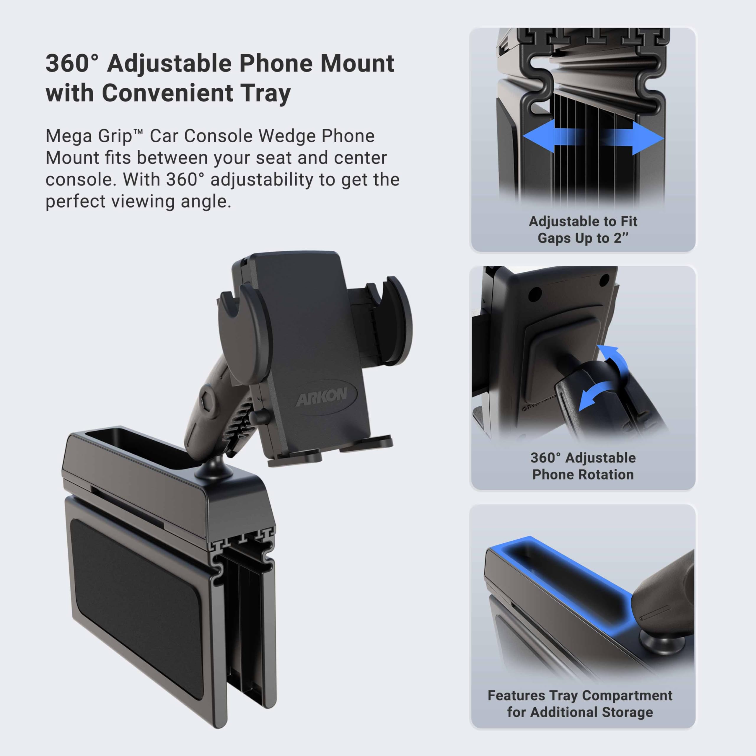 Foto 5 pulgar | Soporte Para Teléfono Con Forma De Cuña Para Consola De Coche Arkon Sm4seatmt - Venta Internacional.