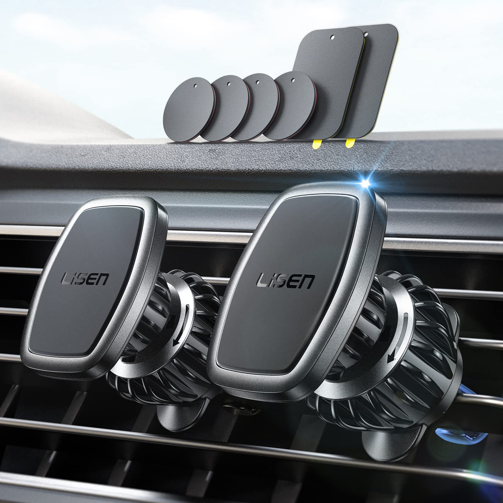 Soporte Magnético Para Teléfono Lisen Para Ventilación De Coche, Paquete De 2 (negro) - Venta Internacional. $677