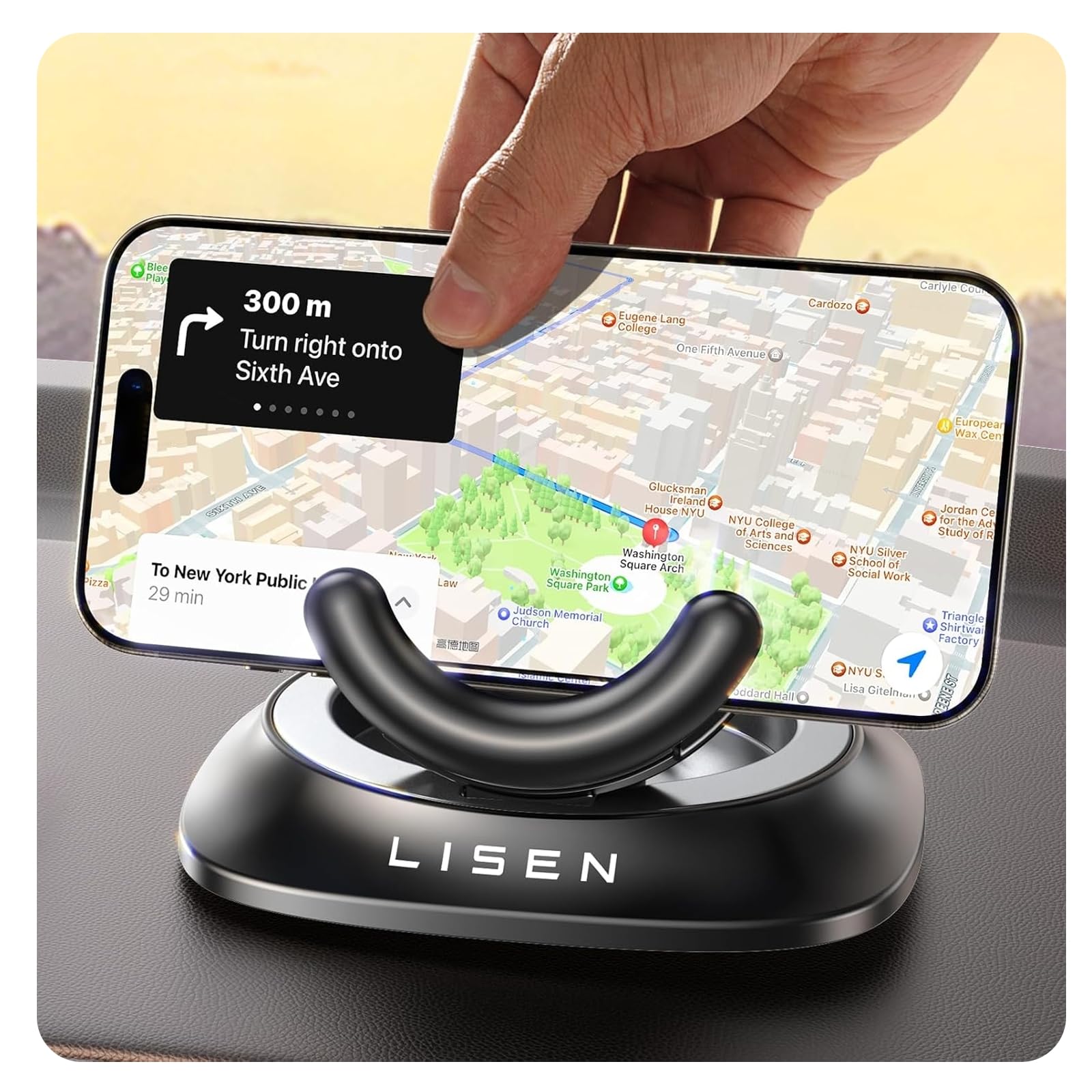 Foto 2 pulgar | Soporte Para Teléfono De Coche Lisen, Giratorio 360°, Con Silicona Antideslizante - Venta Internacional.