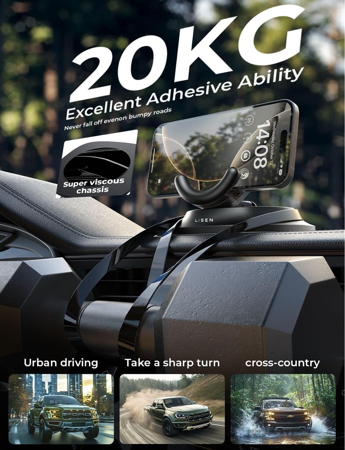 Foto 4 pulgar | Soporte Para Teléfono De Coche Lisen, Giratorio 360°, Con Silicona Antideslizante - Venta Internacional.