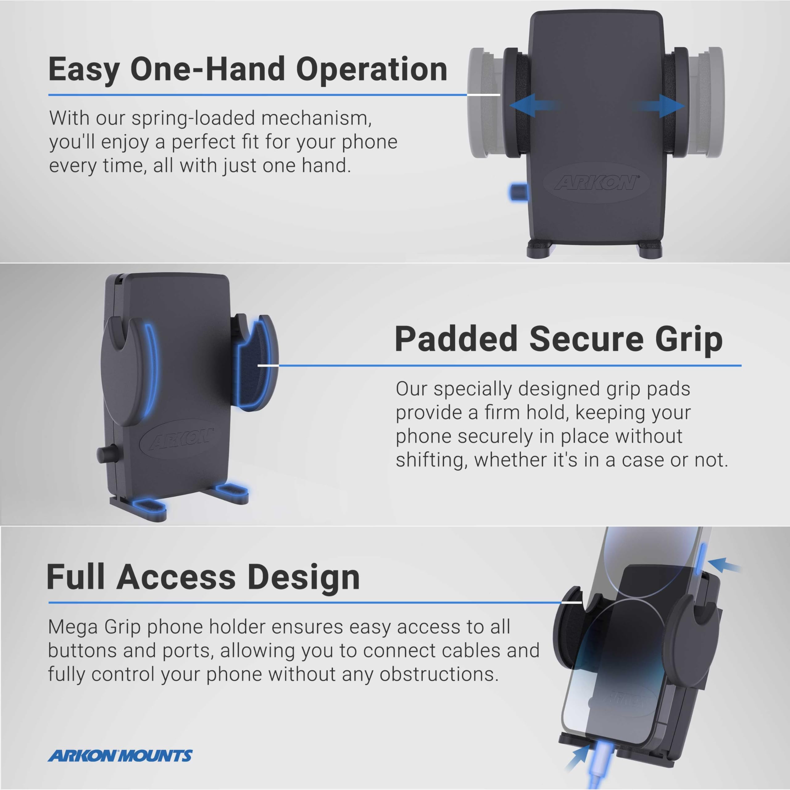 Foto 6 pulgar | Soporte Para Teléfono, Asiento De Coche, Soporte Para Raíles Arkon Mounts Professional - Venta Internacional.