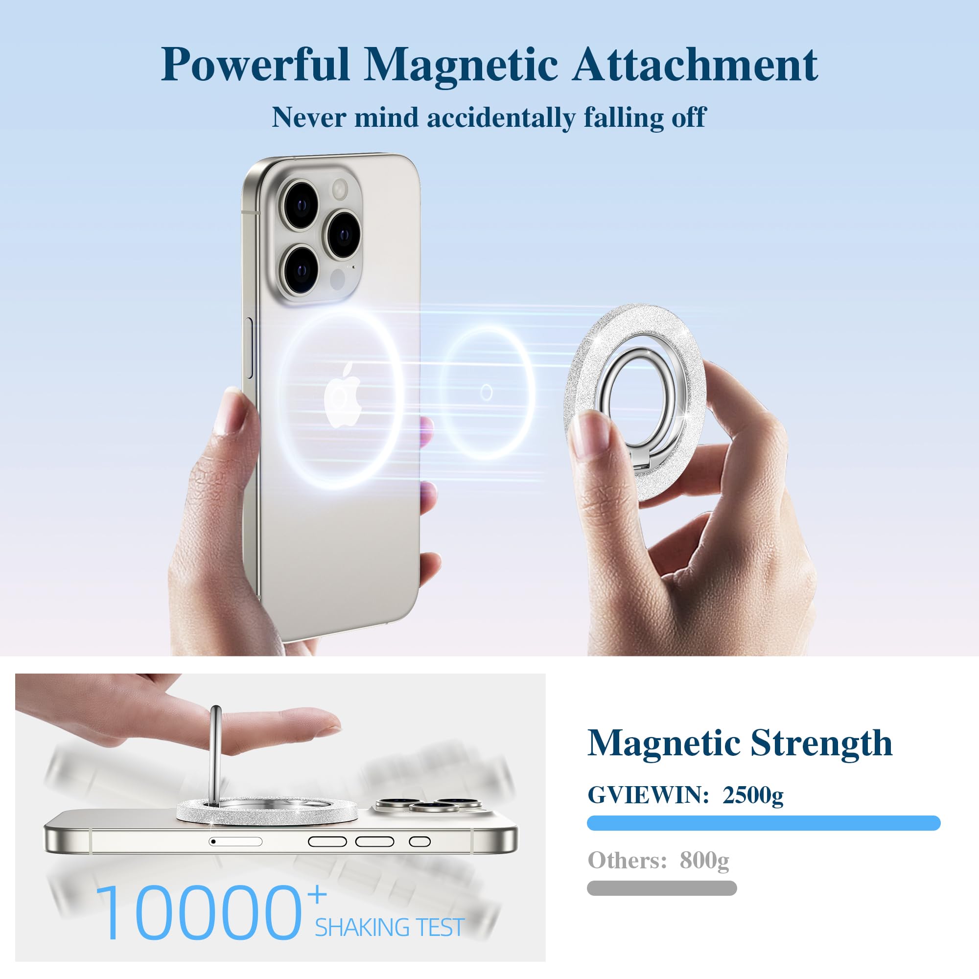 Foto 3 pulgar | Empuñadura Magnética Para Teléfono Gviewin Compatible Con Magsafe Para Iphone Silver - Venta Internacional.