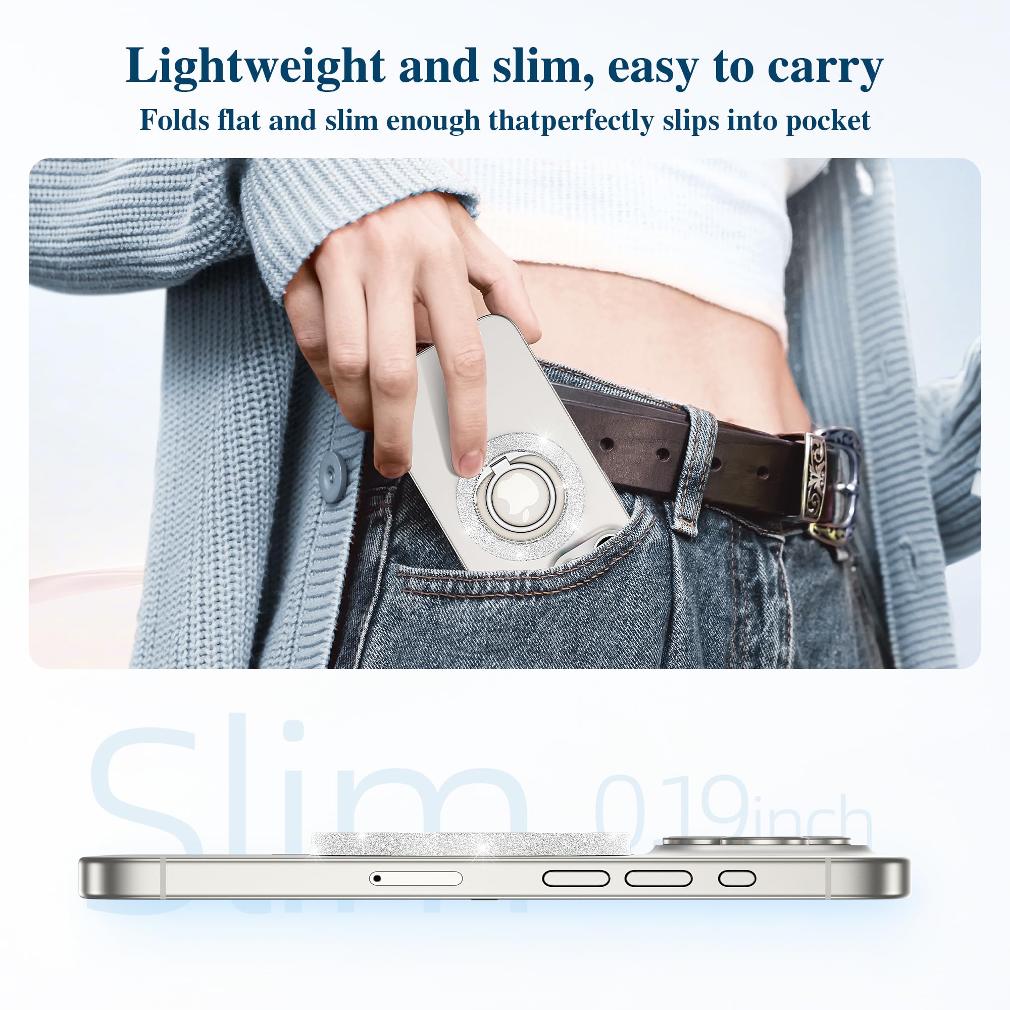 Foto 7 | Empuñadura Magnética Para Teléfono Gviewin Compatible Con Magsafe Para Iphone Silver - Venta Internacional.