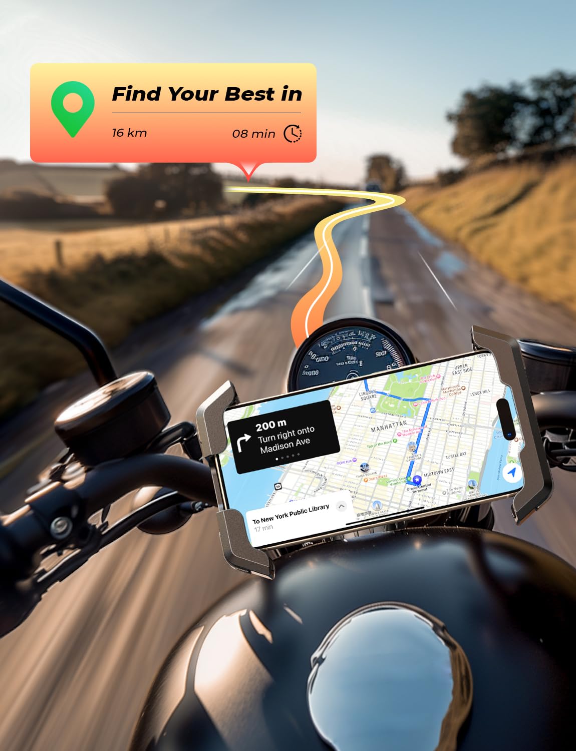 Foto 8 pulgar | Soporte Para Teléfono Lisen Para Bicicleta De Montaña Y Scooter De 4,7 A 7 Pulgadas - Venta Internacional.