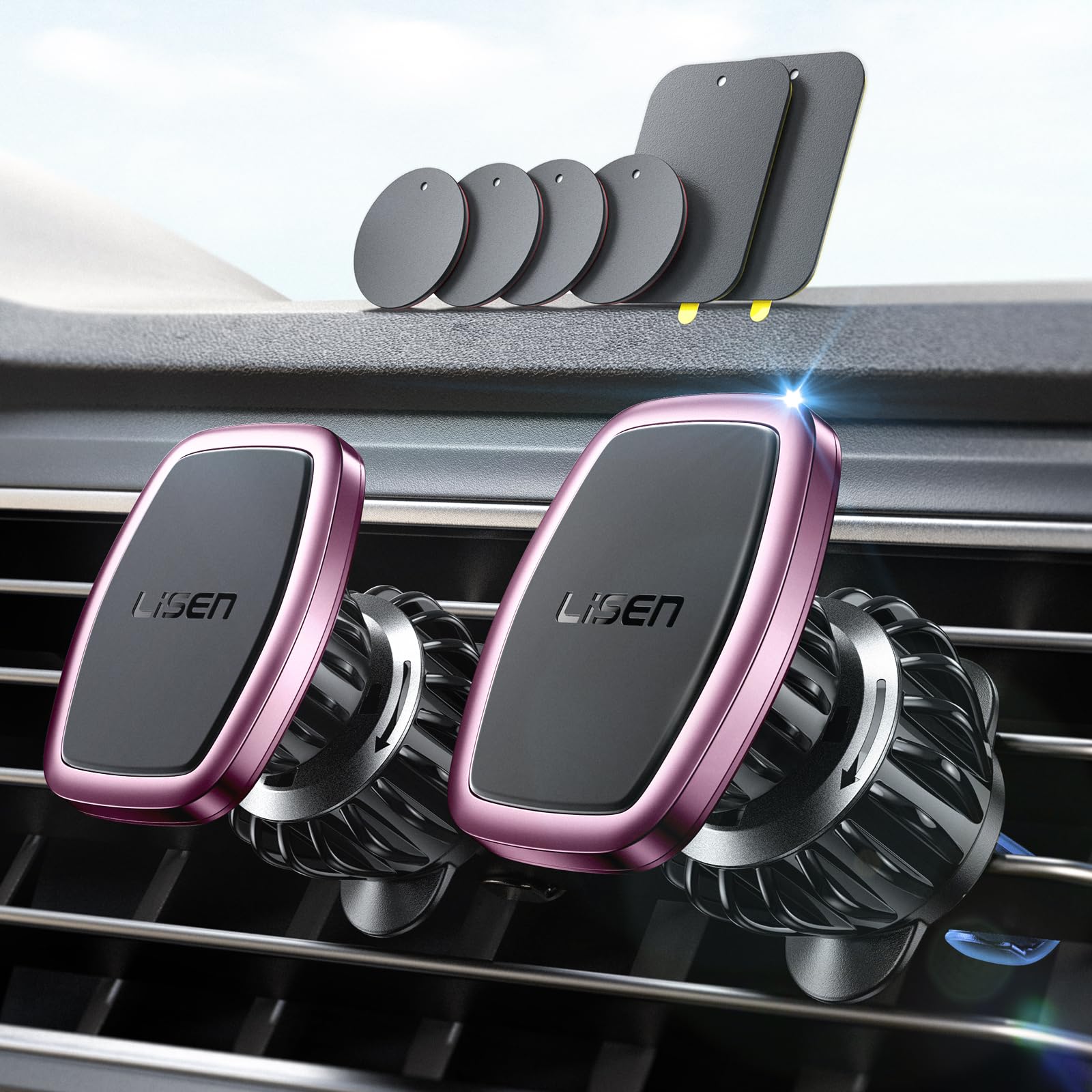 Foto 2 pulgar | Soporte Magnético Para Teléfono Lisen Para Coche, Paquete De 2 (rosa) - Venta Internacional.