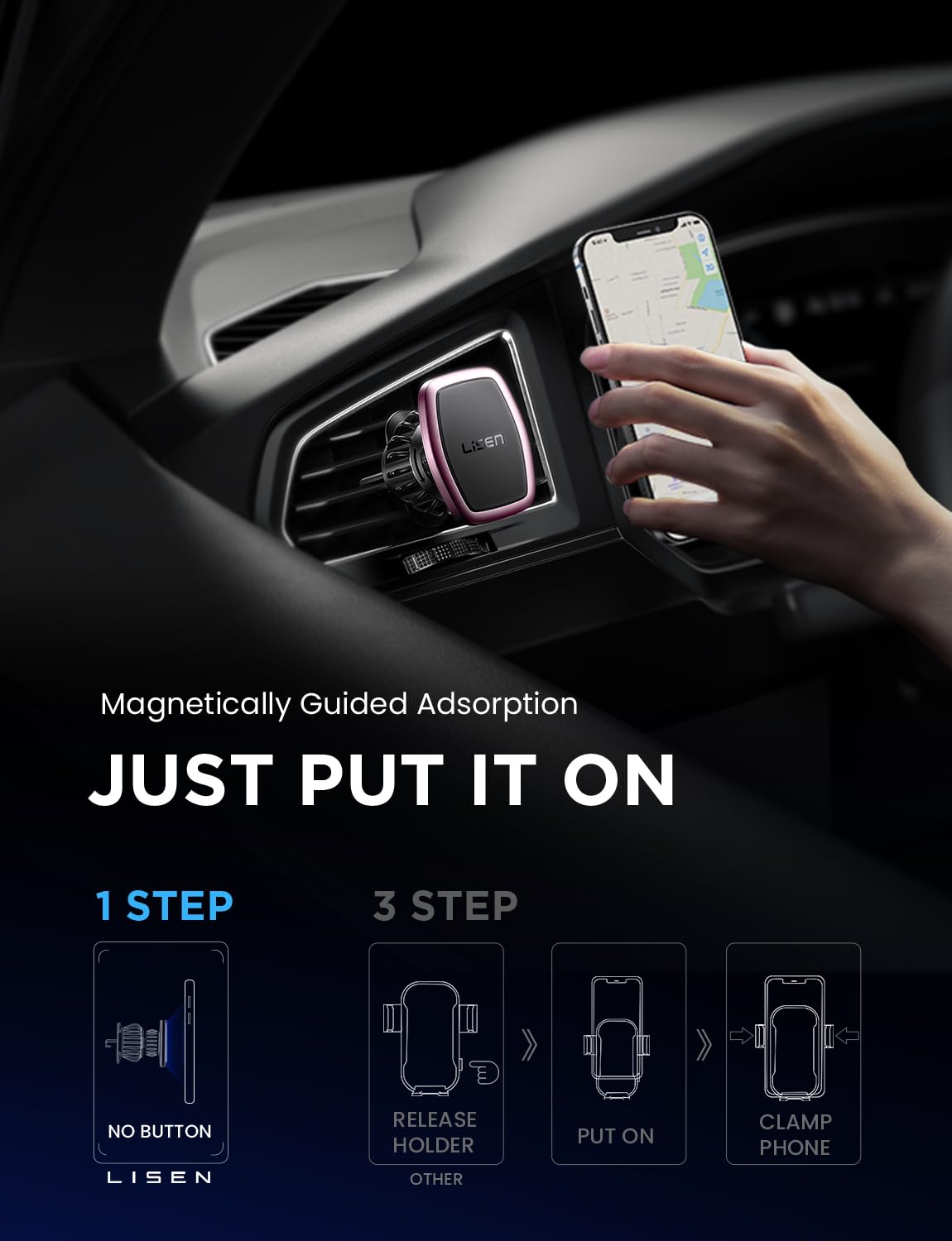 Foto 5 pulgar | Soporte Magnético Para Teléfono Lisen Para Coche, Paquete De 2 (rosa) - Venta Internacional.