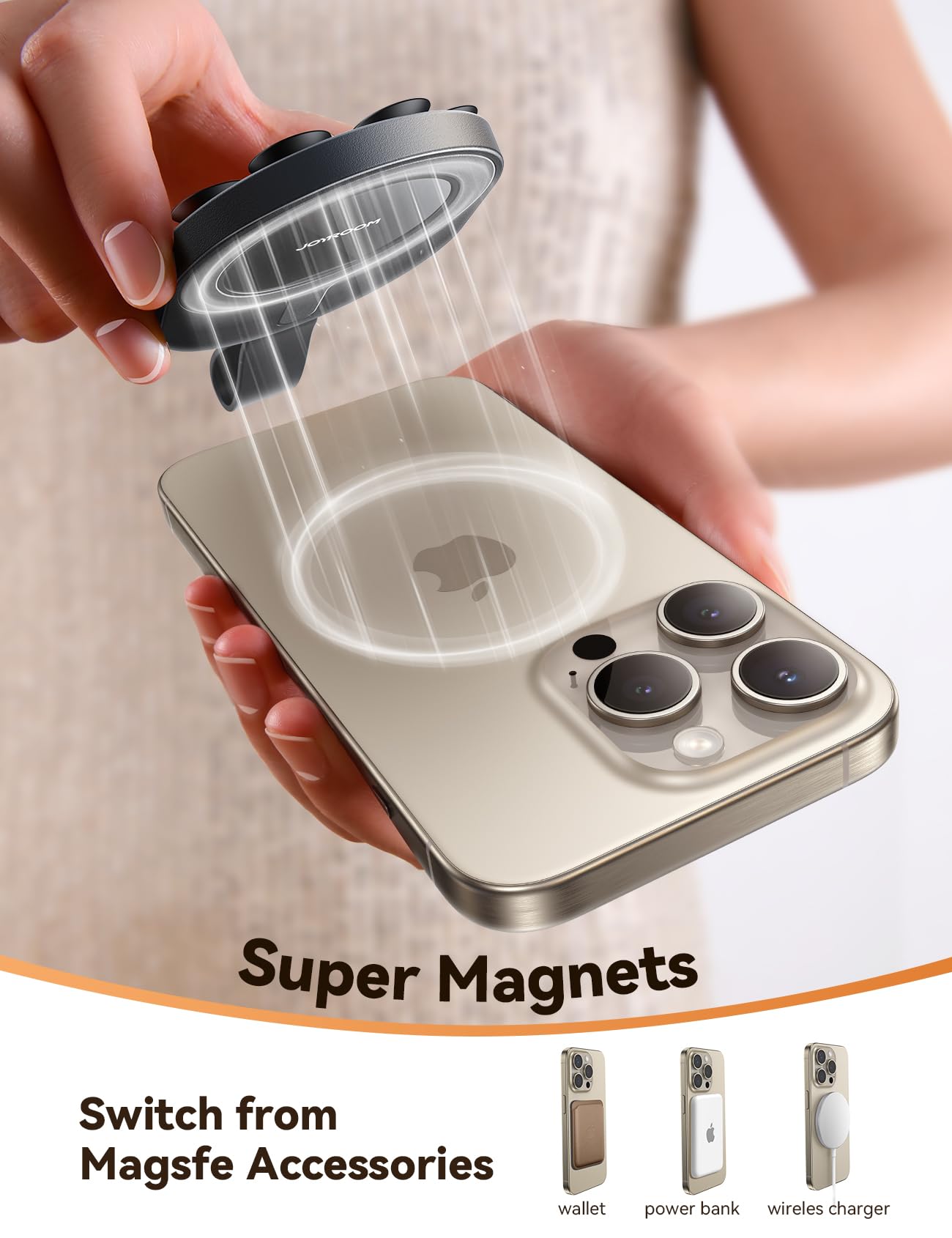 Foto 4 | Soporte Para Teléfono Joyroom Con Ventosa Magnética De Silicona, Color Negro - Venta Internacional.