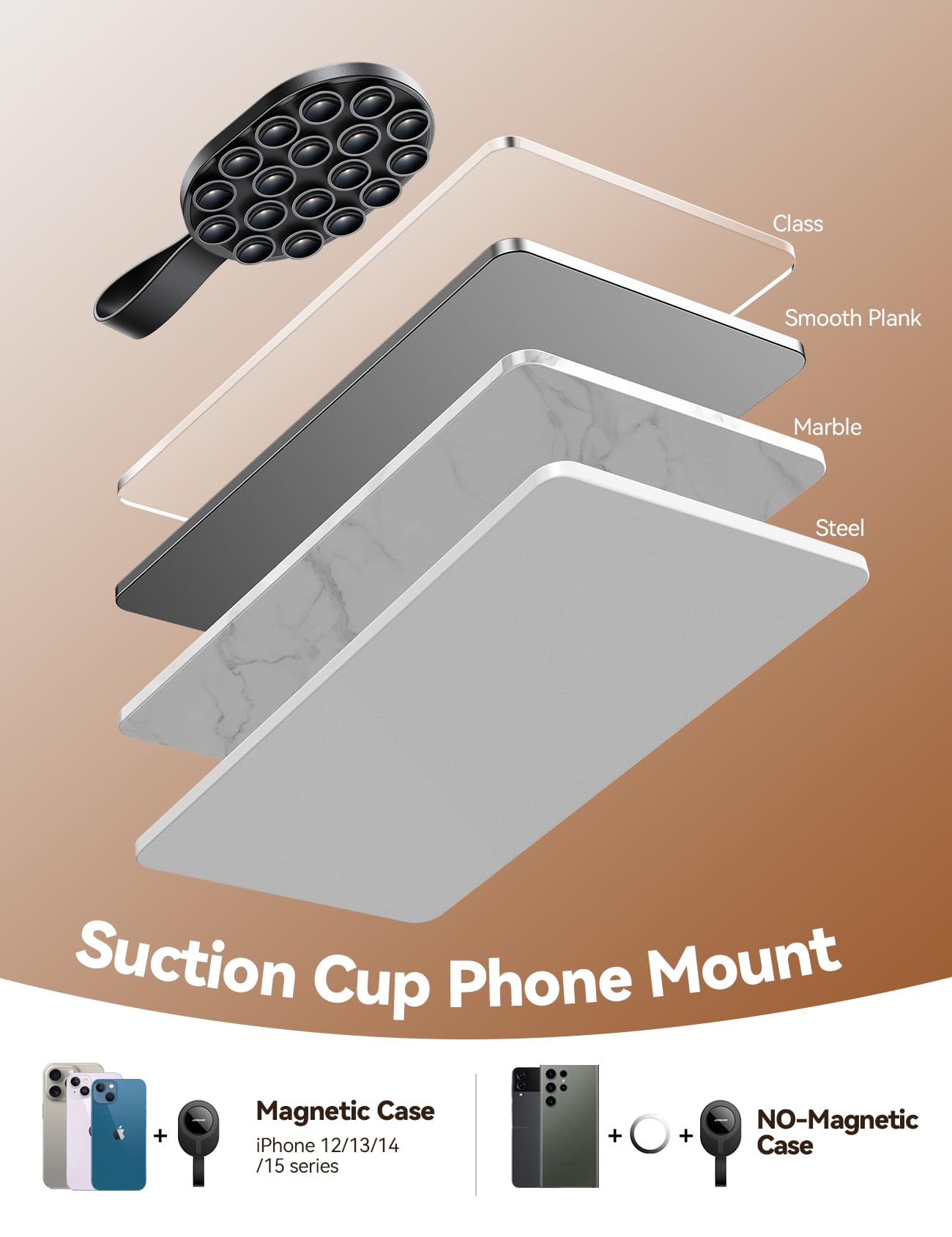 Foto 7 | Soporte Para Teléfono Joyroom Con Ventosa Magnética De Silicona, Color Negro - Venta Internacional.