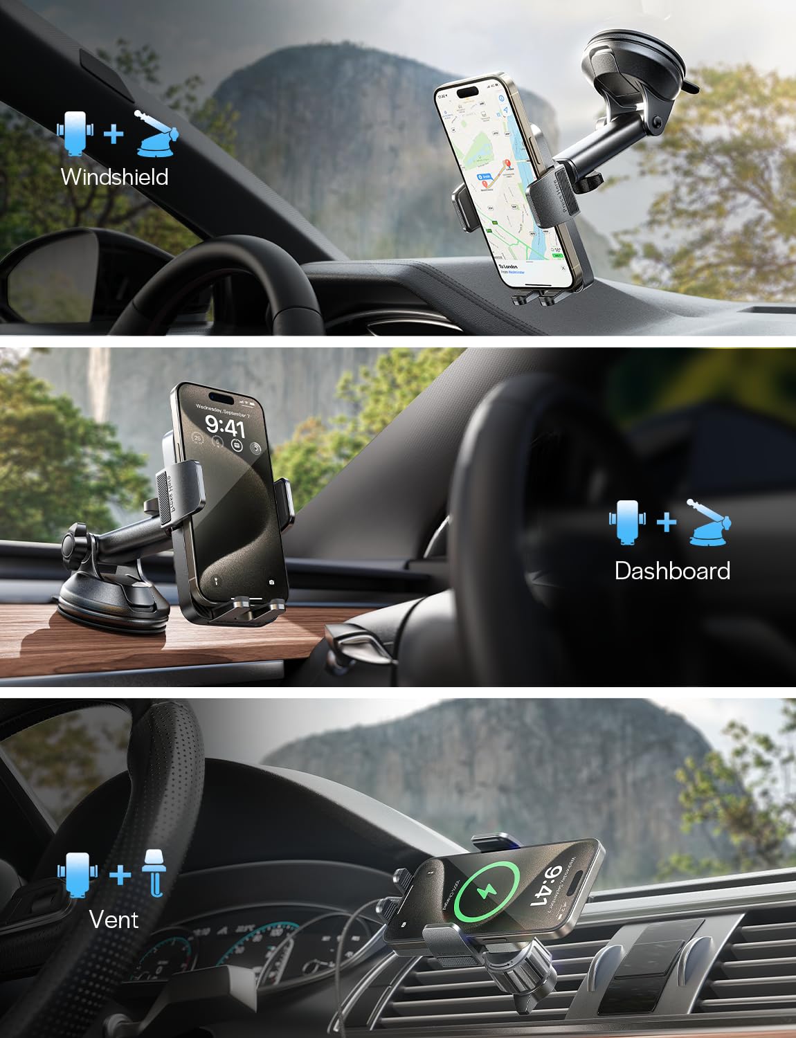 Foto 3 pulgar | Soporte De Teléfono De Coche Lisen 3 En 1 Para Iphone Samsung - Venta Internacional.