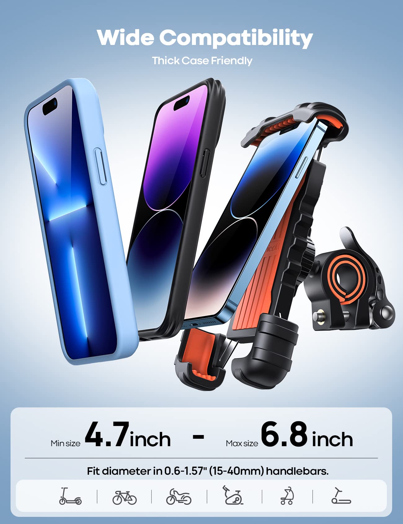 Foto 6 pulgar | Soporte De Teléfono Para Bicicleta Lamicall Para Iphone, Naranja - Venta Internacional.