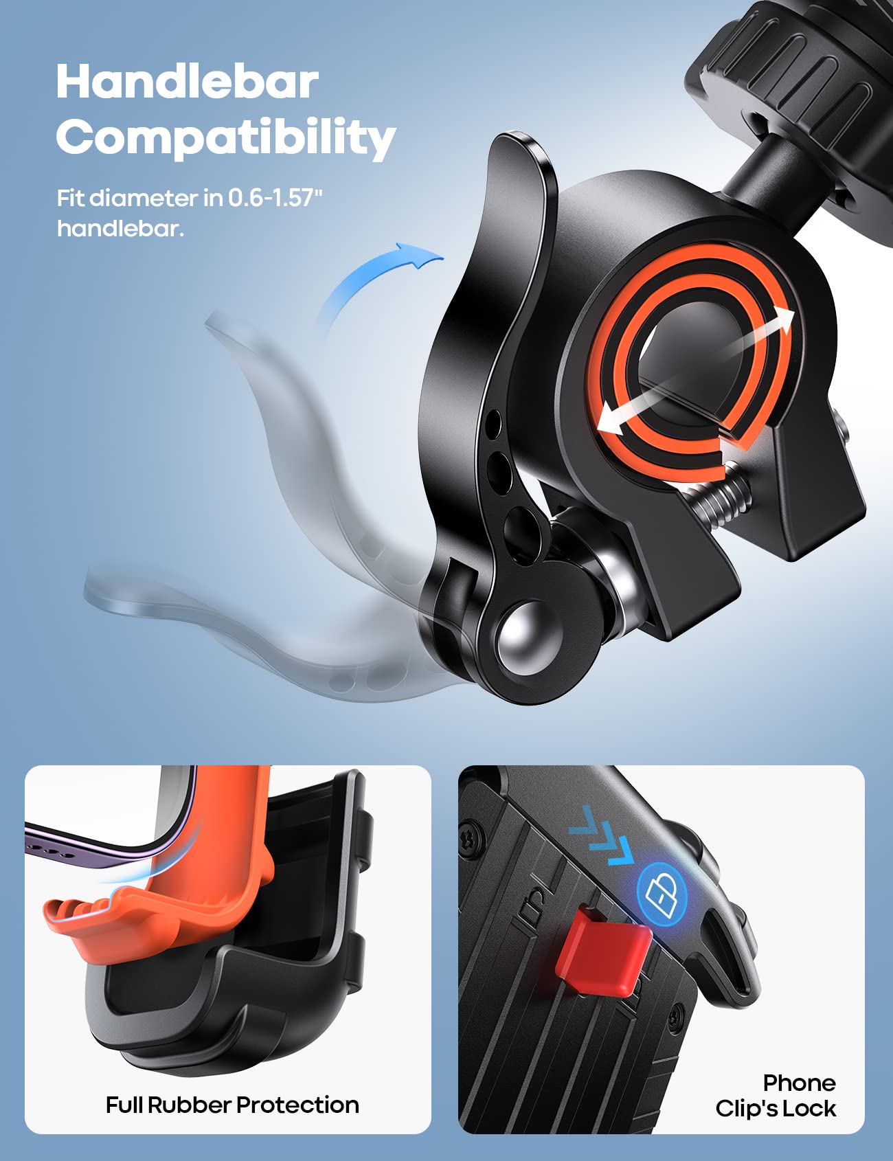 Foto 7 pulgar | Soporte De Teléfono Para Bicicleta Lamicall Para Iphone, Naranja - Venta Internacional.