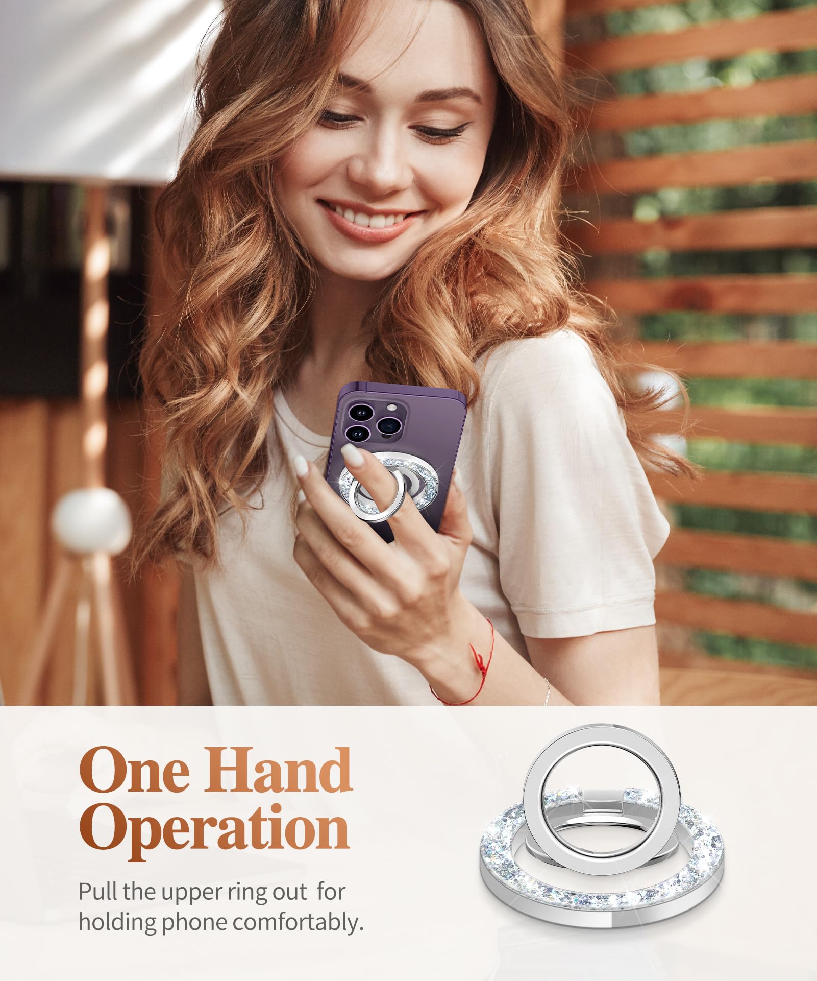 Foto 6 | Soporte Magnético Para Anillo De Teléfono Gviewin Para Iphone 16 Pro Max, Plateado - Venta Internacional.