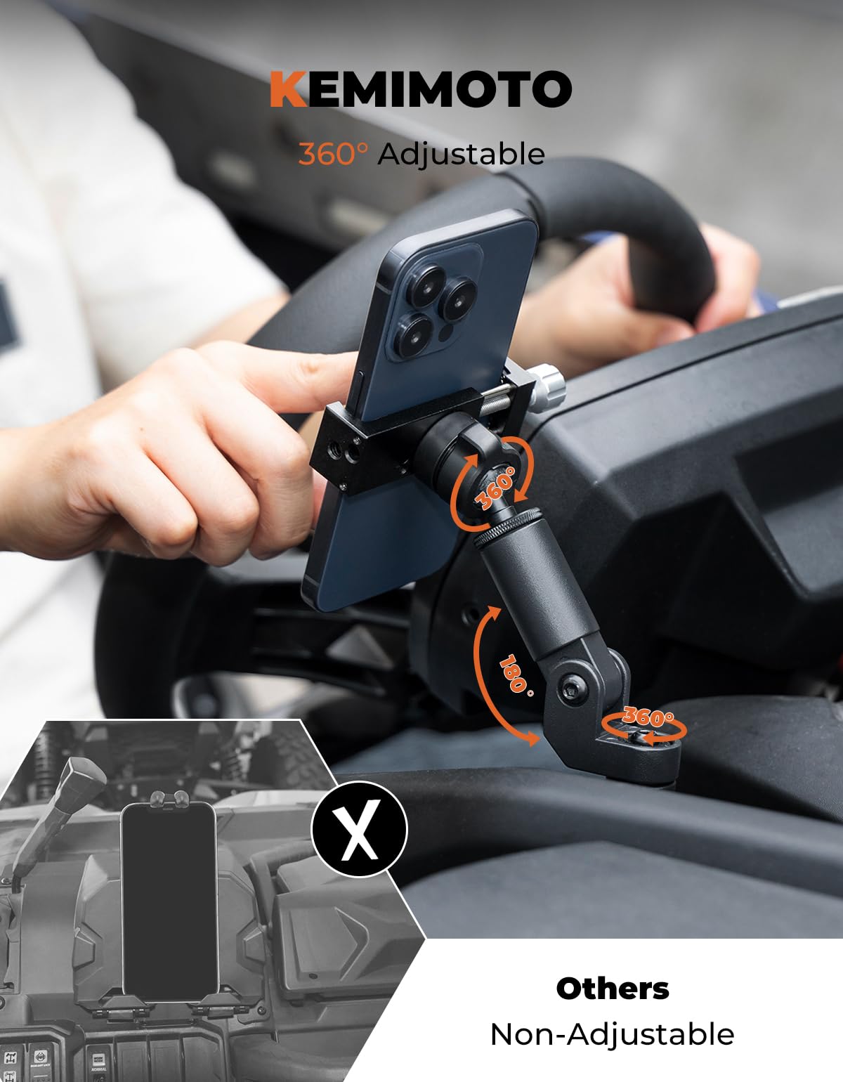 Foto 4 pulgar | Soporte De Teléfono Kemimoto X3 Cnc De Aluminio Para Can-am Maverick X3 - Venta Internacional.