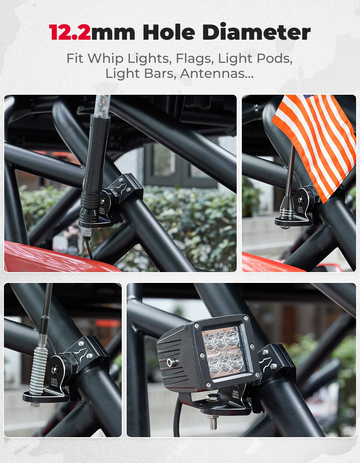 Foto 5 | Whip Light Mount Kemimoto Utv De Aluminio Cnc De Alta Resistencia, Paquete De 1 Unidad - Venta Internacional.