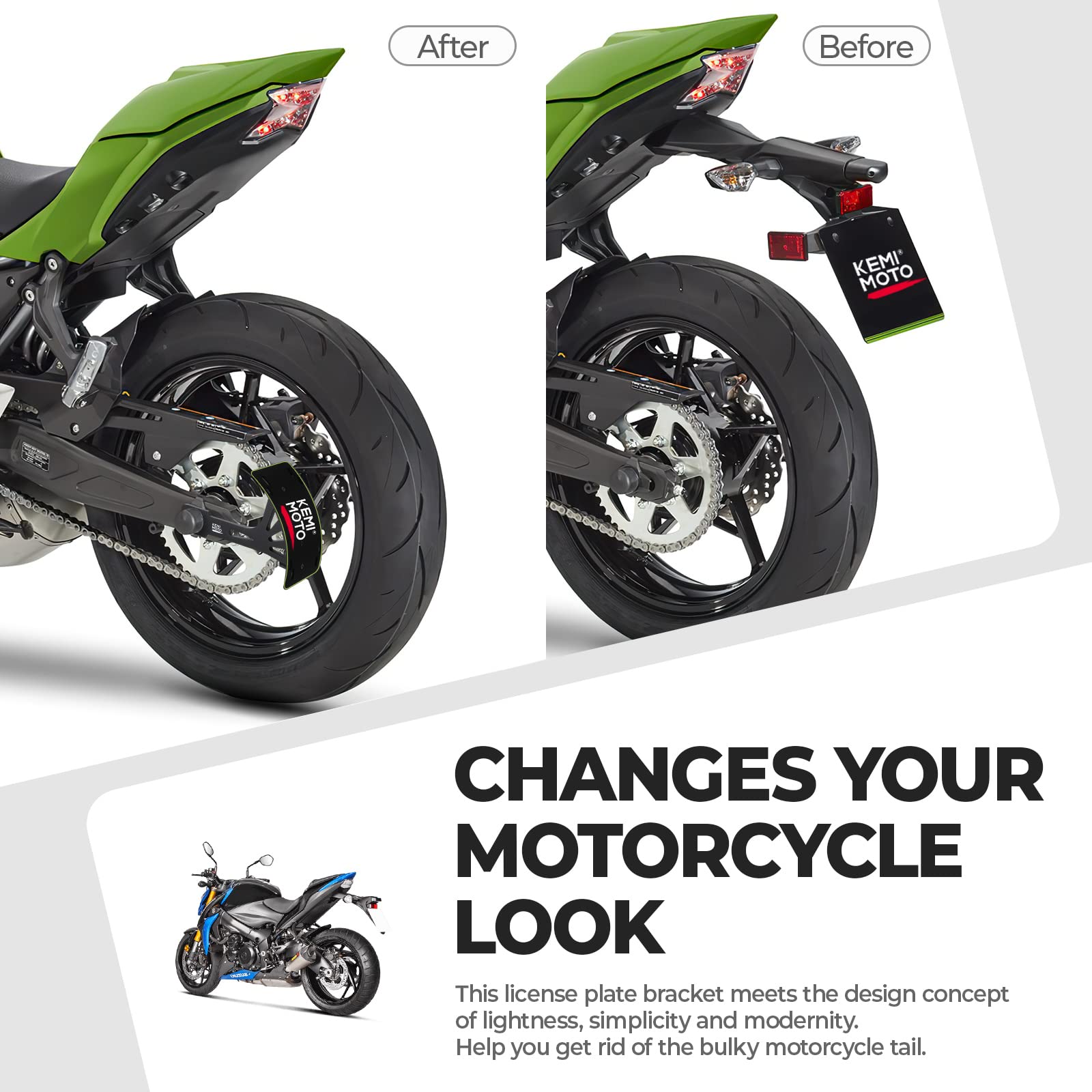 Foto 2 | Soporte Universal Para Matrícula De Moto Kemimoto, Negro - Venta Internacional.