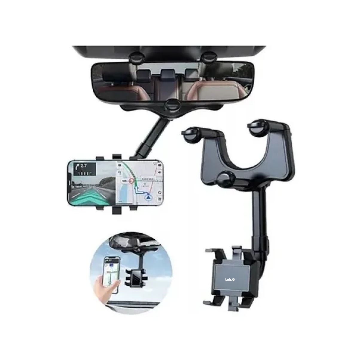 Foto 5 pulgar | Soporte Para Celular Coche Estable 360 Grado Negro Panel Cuadrado