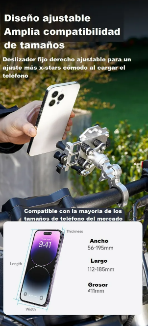 Foto 4 | Soporte Xtellar Para Celular En Motocicleta - Universal, Rotación 360°, Aluminio Anti-rrobo, Absorción Impactos