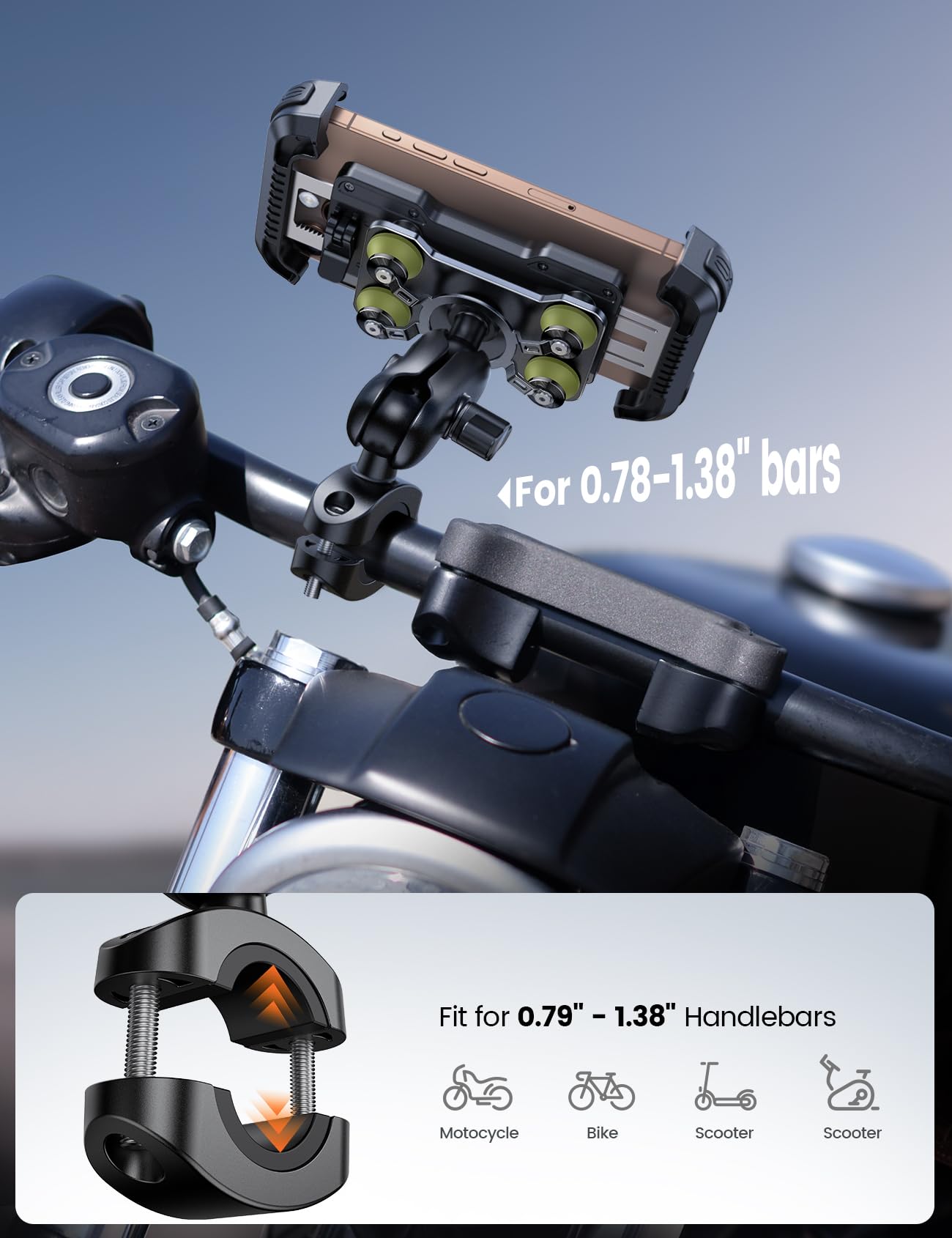Foto 5 pulgar | Soporte De Teléfono Para Motocicleta Lamicall Dual Vibration Green - Venta Internacional.