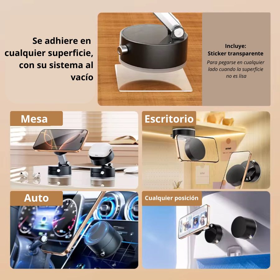Foto 4 pulgar | Mobest, Soporte Magnético al Vacío para Celular, Fijación Ultra Segura en Cualquier Superficie, Base para Te