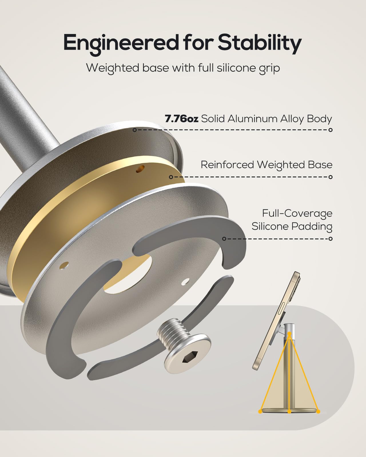 Foto 4 | Soporte Para Teléfono Celular Nulaxy Magnetic Aluminium 360°  Giratorio  Gris - Venta Internacional.