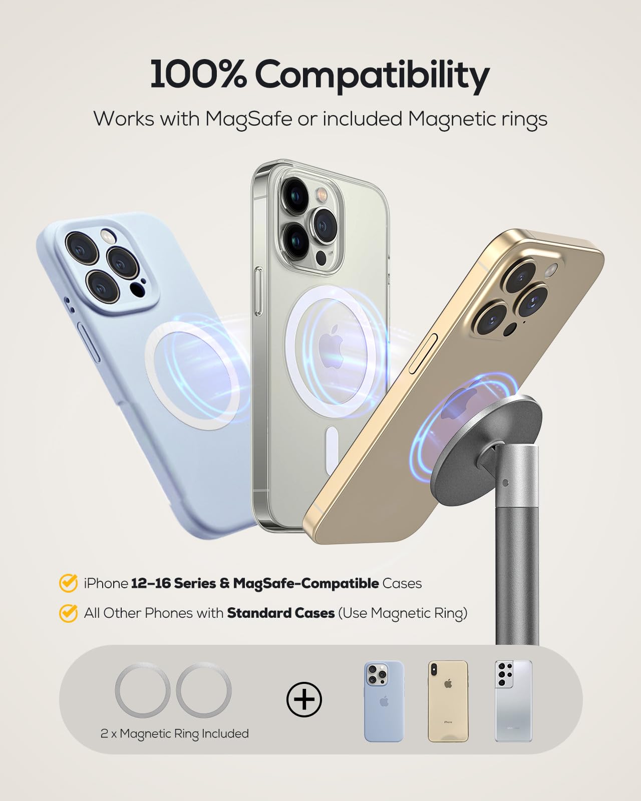 Foto 6 pulgar | Soporte Para Teléfono Celular Nulaxy Magnetic Aluminium 360°  Giratorio  Gris - Venta Internacional.