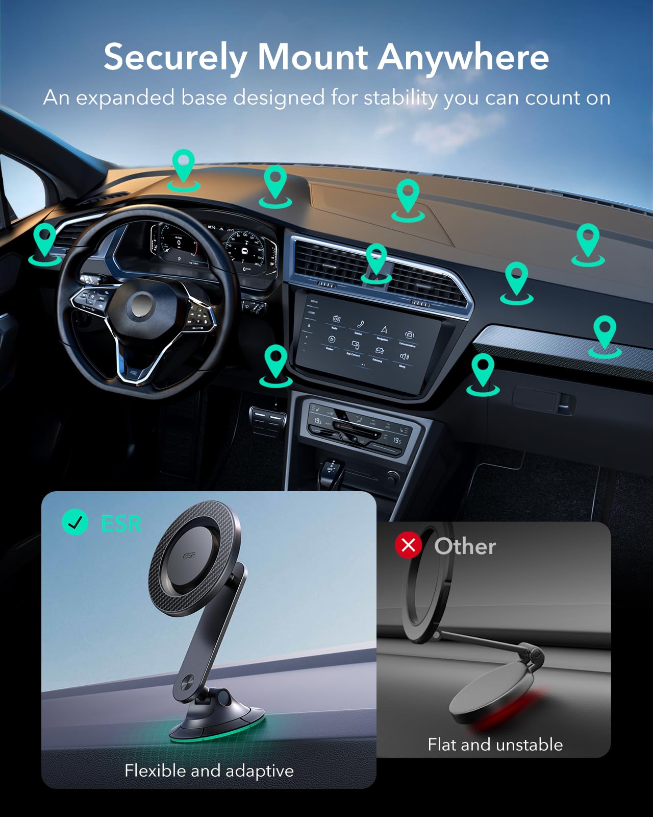 Foto 3 pulgar | Soporte De Coche Esr Para Teléfono Magsafe Para Iphone Con 2 Anillos - Venta Internacional.
