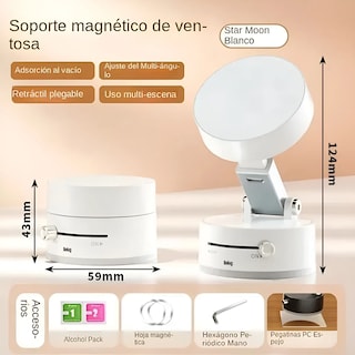 Foto 2 | Soporte Magnético Celular Con Ventosa Para Teléfono Blanco
