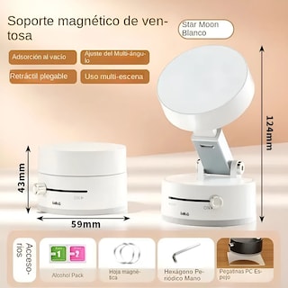 Foto 2 | Soporte Magnético Celular Con Ventosa Para Teléfono Blanco
