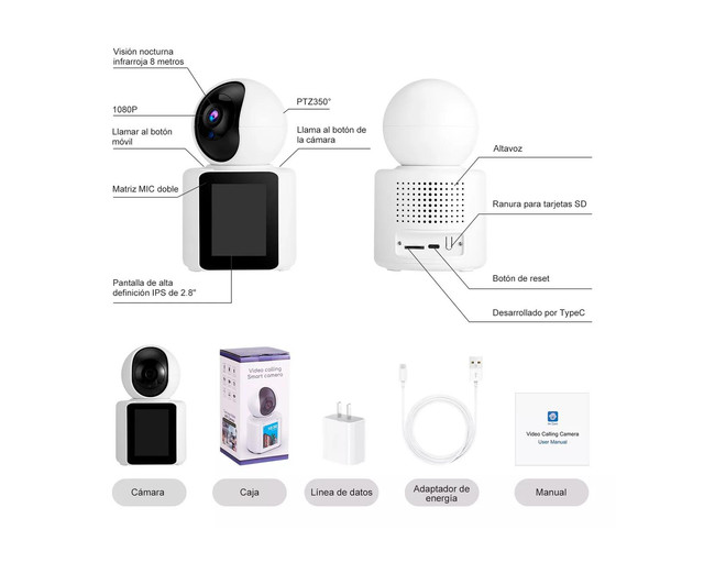 Foto 3 pulgar | Cámara de Seguridad Frutivegie Wifi Base Cuadrada 1080p