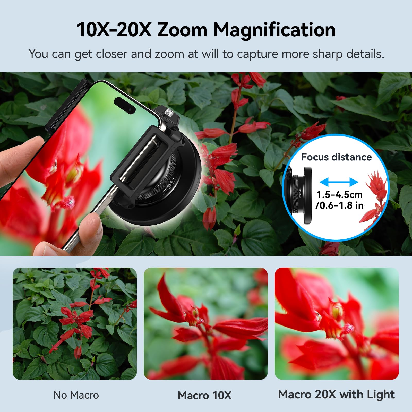 Foto 4 pulgar | Lente Macro Apexel 10-20x Para Fotografía Hd Para Iphone Y Android - Venta Internacional.