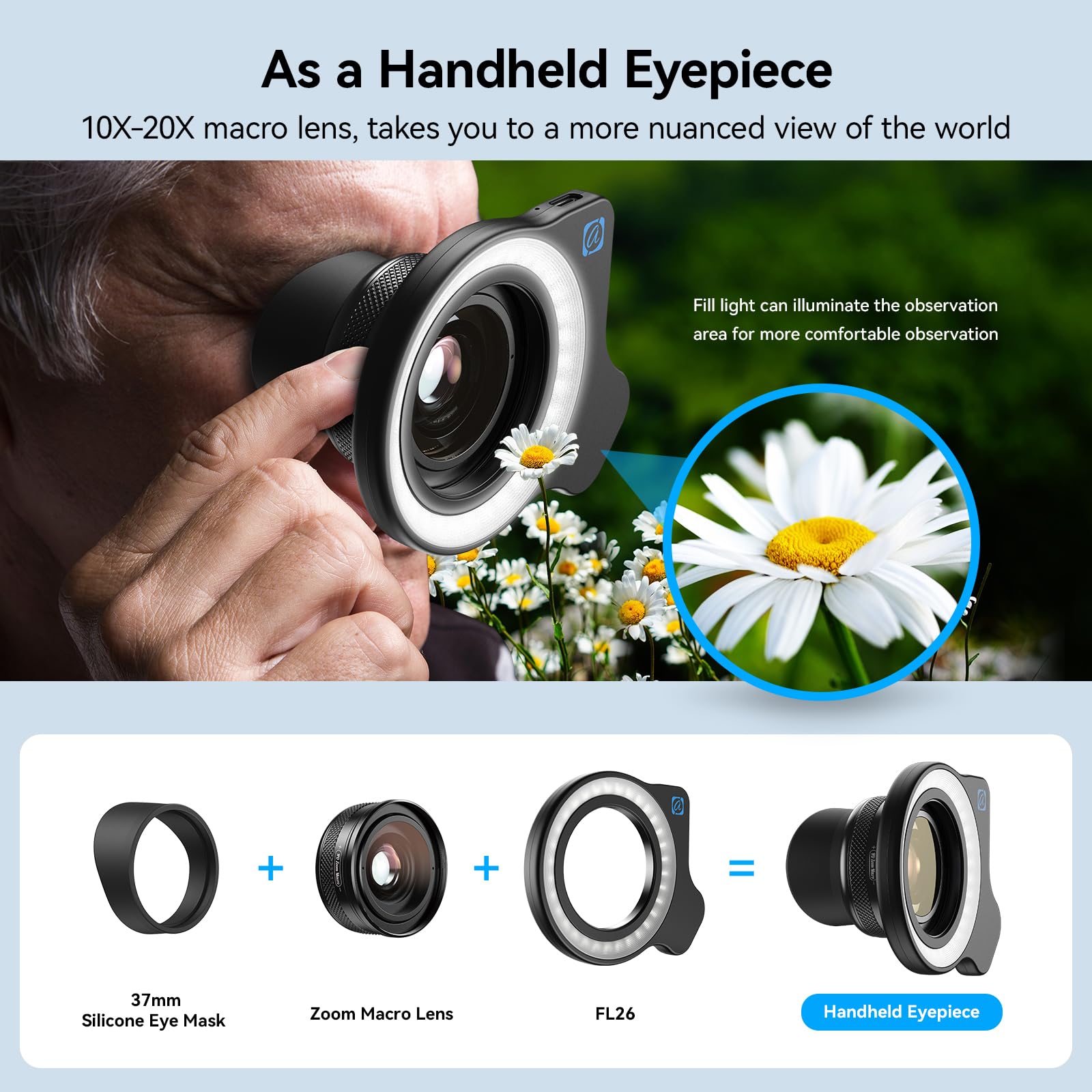 Foto 7 | Lente Macro Apexel 10-20x Para Fotografía Hd Para Iphone Y Android - Venta Internacional.