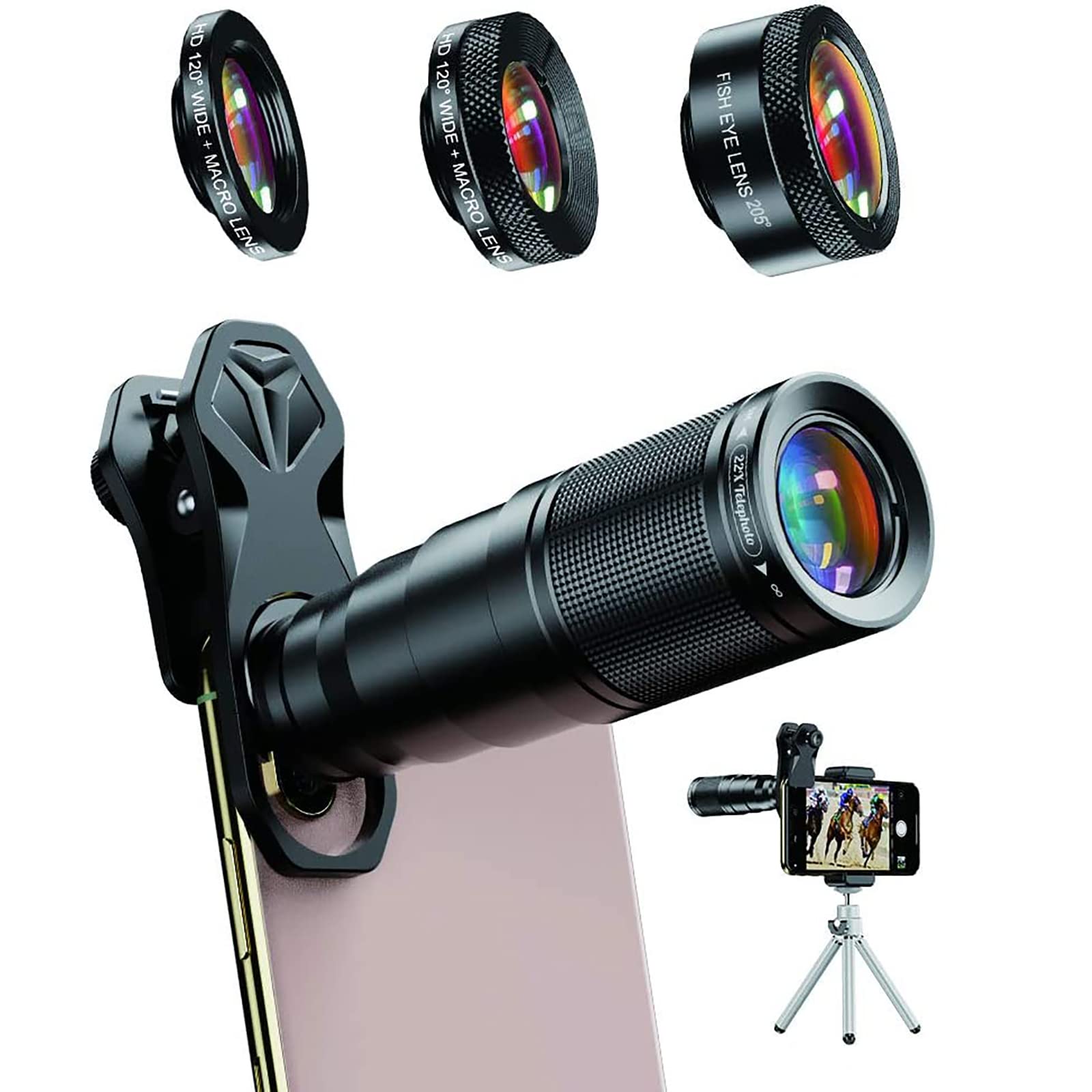 Foto 1 | Kit De Lentes Para Teléfono Apexel 6 En 1, Teleobjetivo Ojo De Pez, 22 Aumentos, Gran Angular - Venta Internacional.