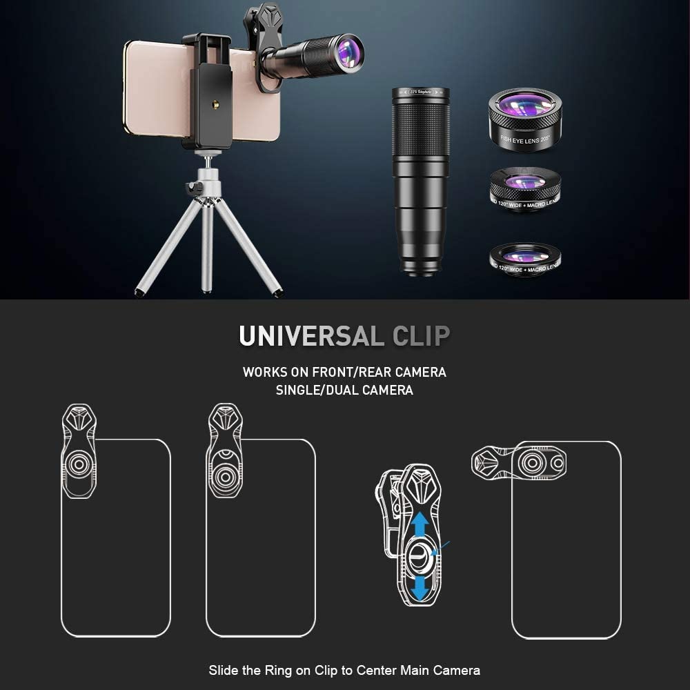 Foto 6 pulgar | Kit De Lentes Para Teléfono Apexel 6 En 1, Teleobjetivo Ojo De Pez, 22 Aumentos, Gran Angular - Venta Internacional.