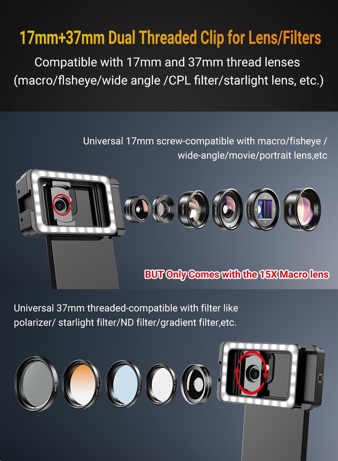 Foto 8 pulgar | Lente Macro Apexel 15x Con Luz De Relleno Led Para Iphone Y Android - Venta Internacional.