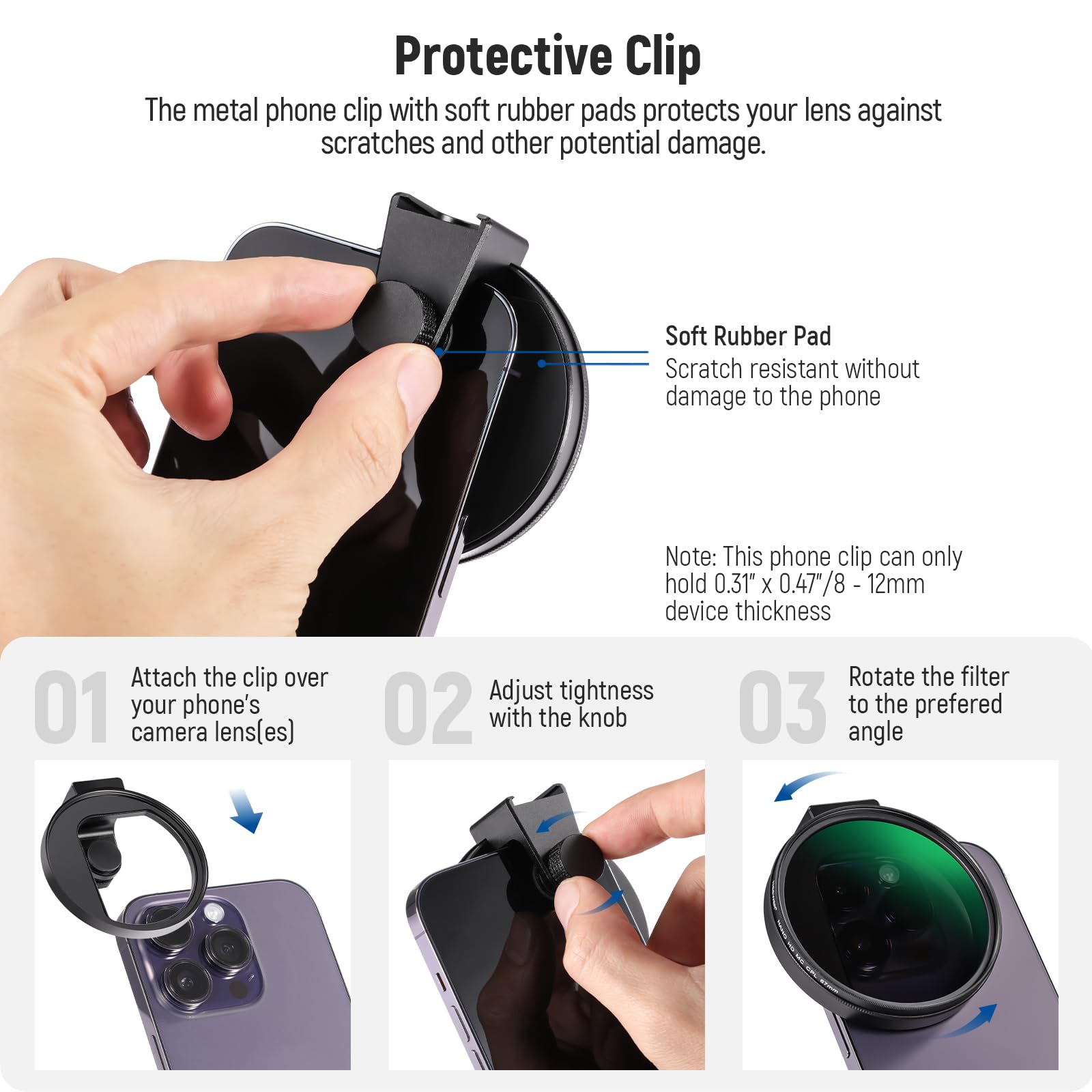 Foto 6 pulgar | Filtro Cpl Neewer Fl-27 Para Teléfono, Lente De Cámara De 67 Mm Con Clip - Venta Internacional.