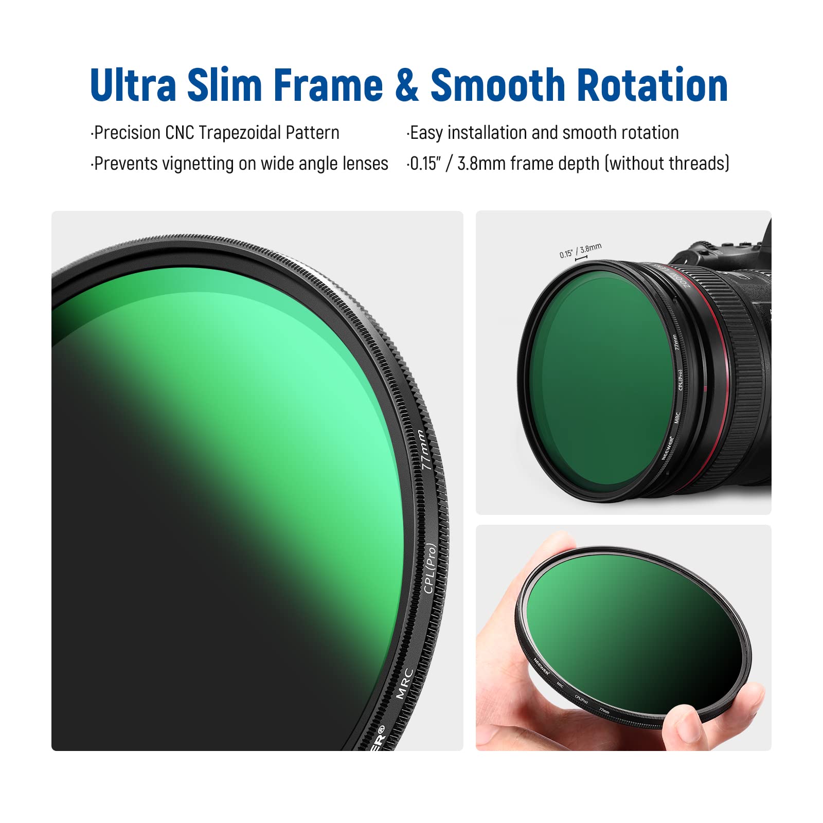 Foto 7 pulgar | Filtro Polarizador Neewer, 77 Mm, 30 Capas, Nanorrevestimiento - Venta Internacional.