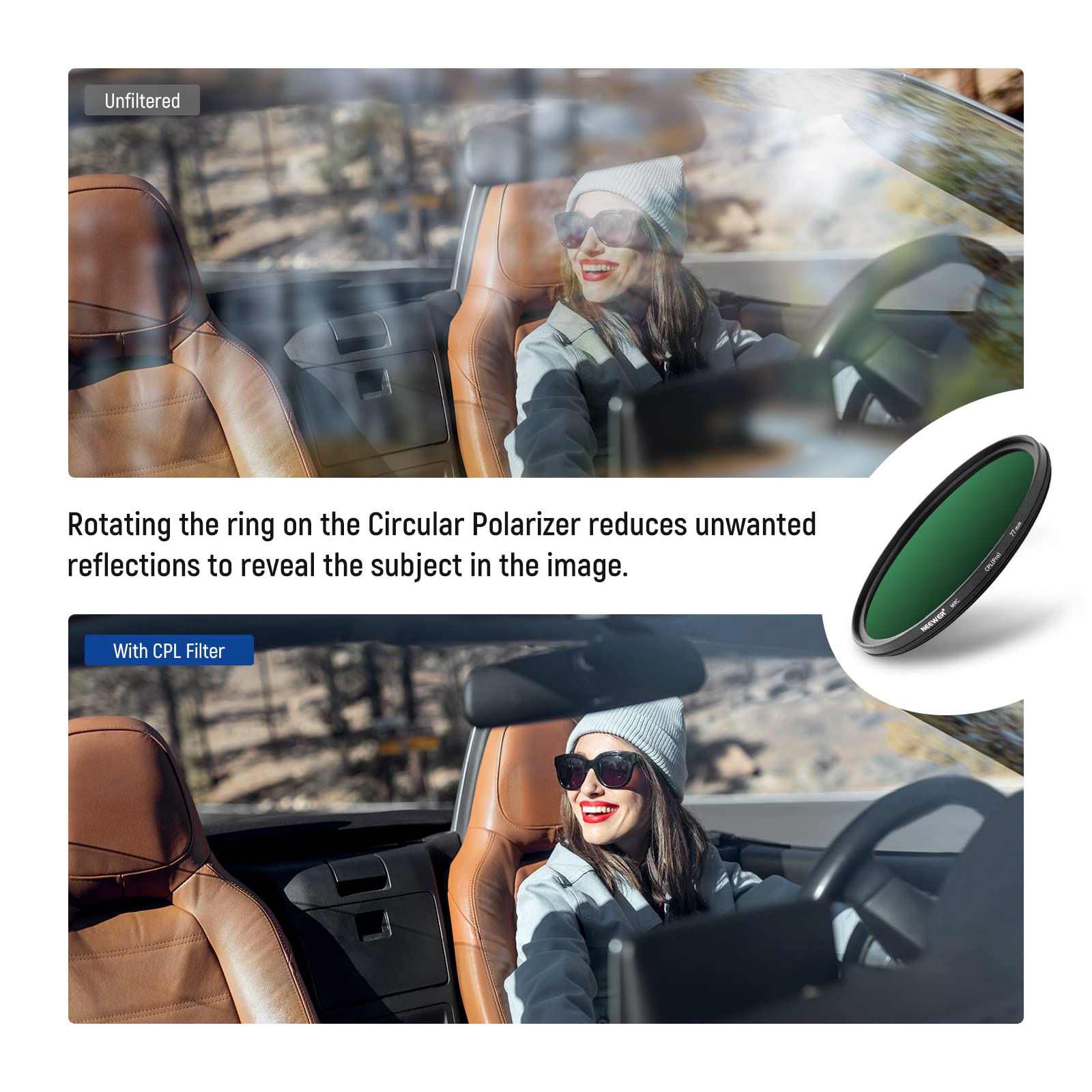 Foto 8 pulgar | Filtro Polarizador Neewer, 77 Mm, 30 Capas, Nanorrevestimiento - Venta Internacional.